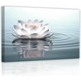 thumbnail image 1 of Zen Wall Art Lotus Flowers on Water Pictures Water Lily Canvas Prints Bathroom Decor Spa Artwork for Yoga Studio Meditation Spiritual Room Framed (Zen-2, 12.00"x18.00"), 1 of 6