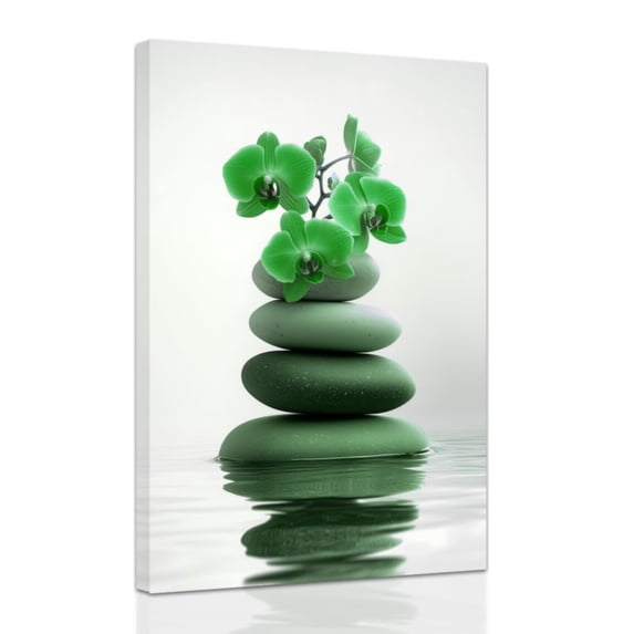 Zen Wall Art Stones Picture Orchid Canvas Painting Zen Water Prints Spa Bathroom Decor Meditation Yoga Room Office Home Framed