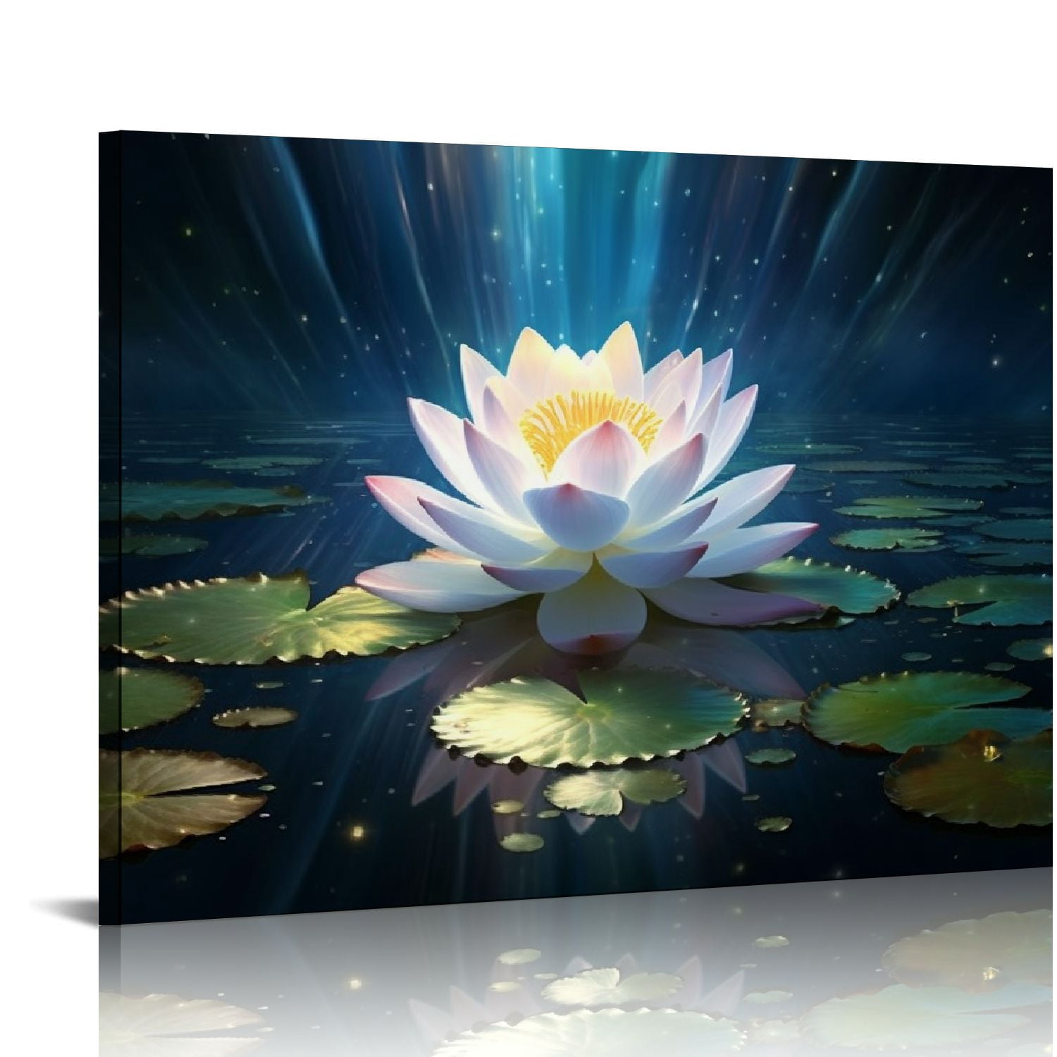 Zen Wall Art White Water Lily Canvas Wall Art Lotus Flower Bloom in ...