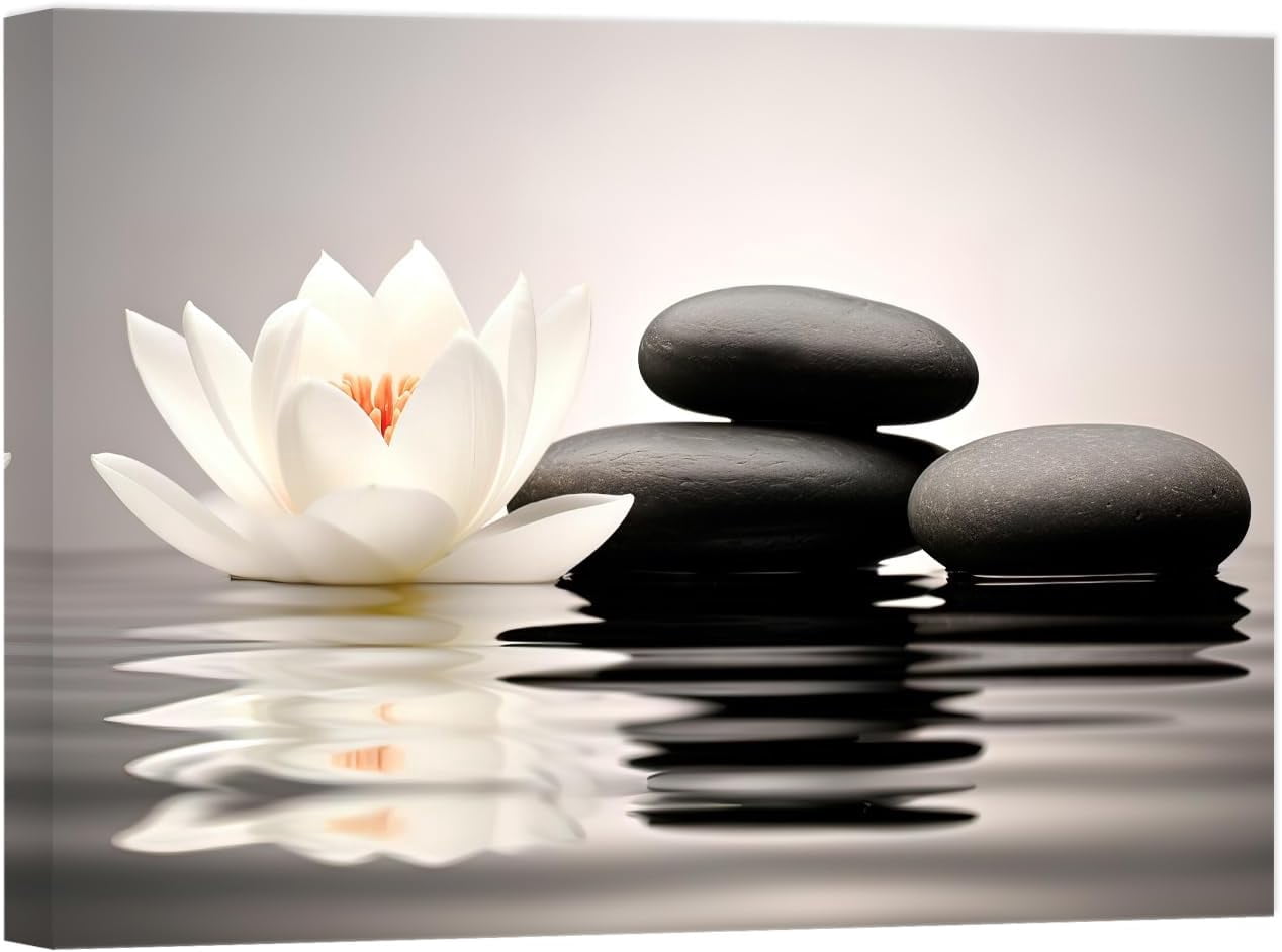 Zen Wall Art White lotus Flowers Picture Canvas Print Barhroom ...