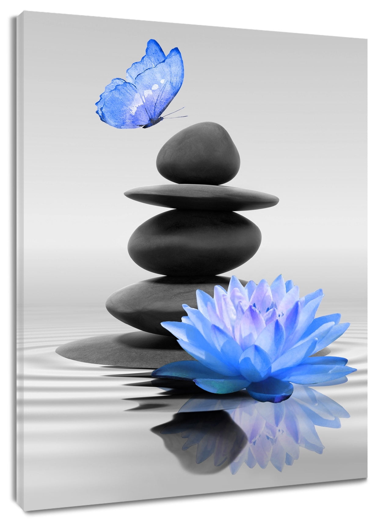 Zen Wall Art Zen Stone Blue Lotus Flower Bloom in Water Canvas Wall Art ...