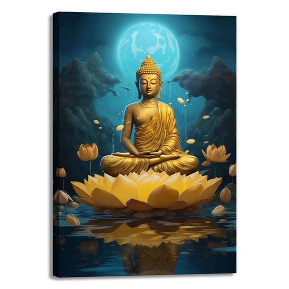 Zen Wall Art poster Buddha Statue poster Asian Spiritual Decor Nature Landscape Artwork Meditation Room Decoration poster