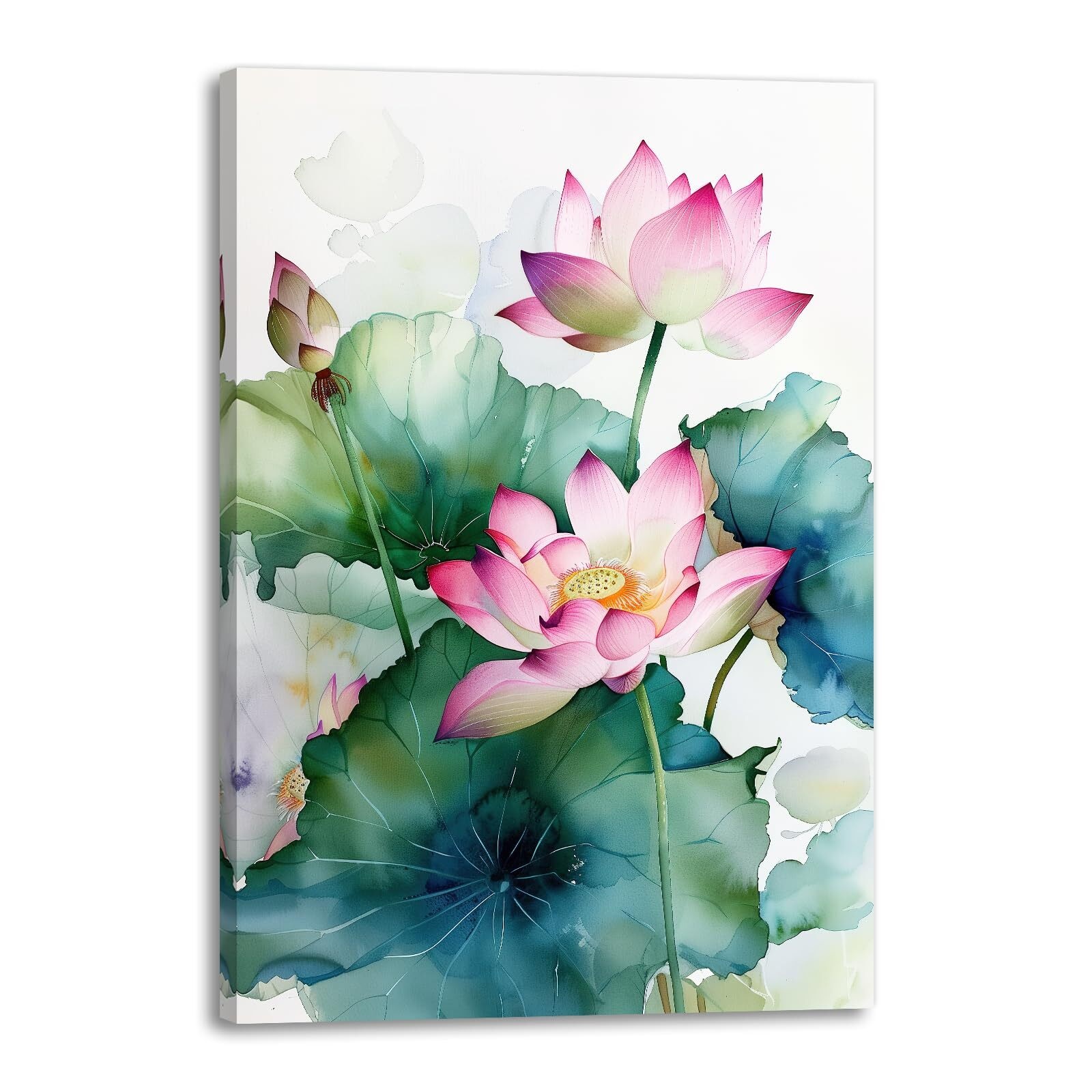Zen Wall Art poster Pink Lotus Floral Picture Canvas Print Watercolor ...