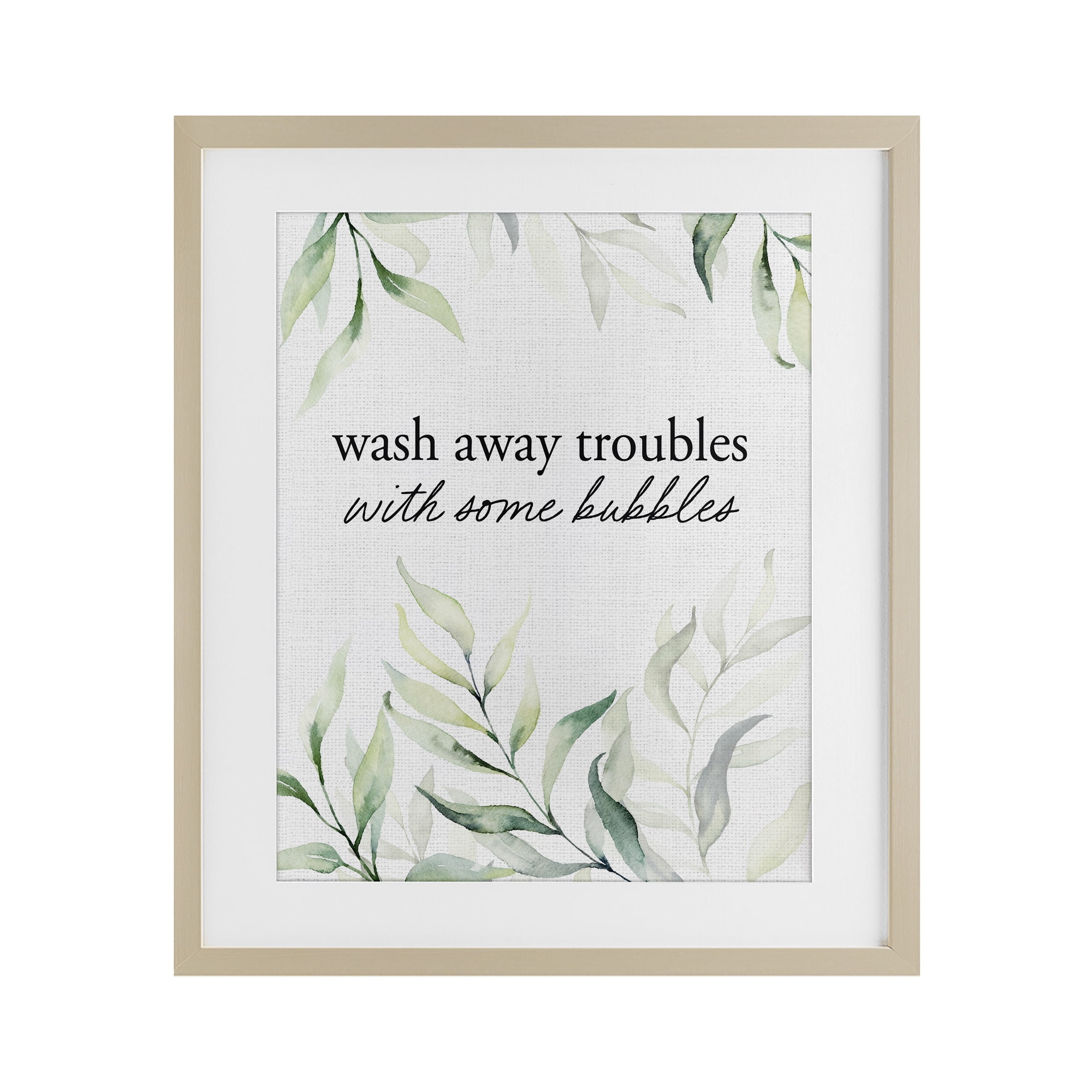 Zen Wash Away Troubles Birch Framed Print Under Glass, design by Lettered and Lined