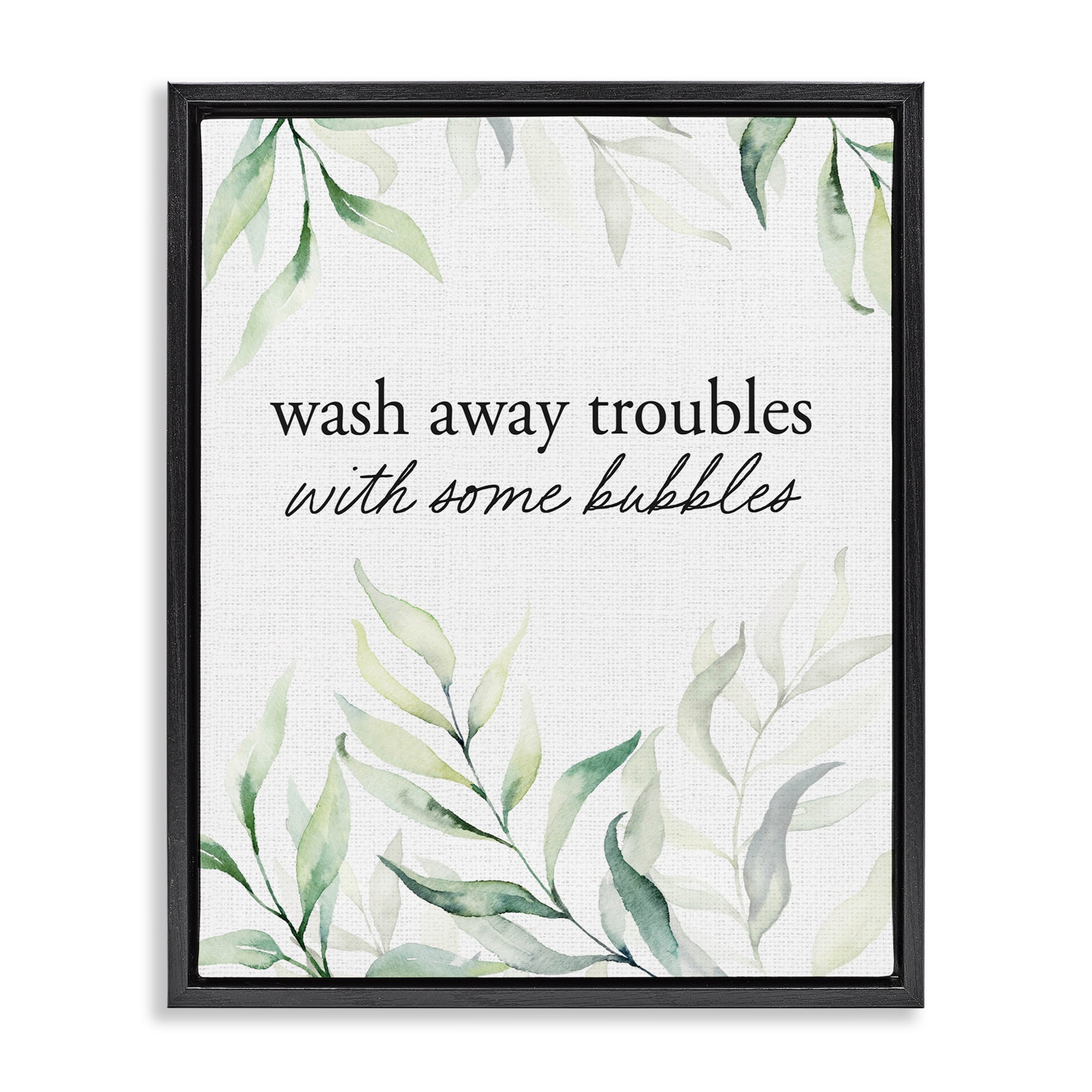 Zen Wash Away Troubles Black Framed Floater Canvas Wall Art, design by Lettered and Lined