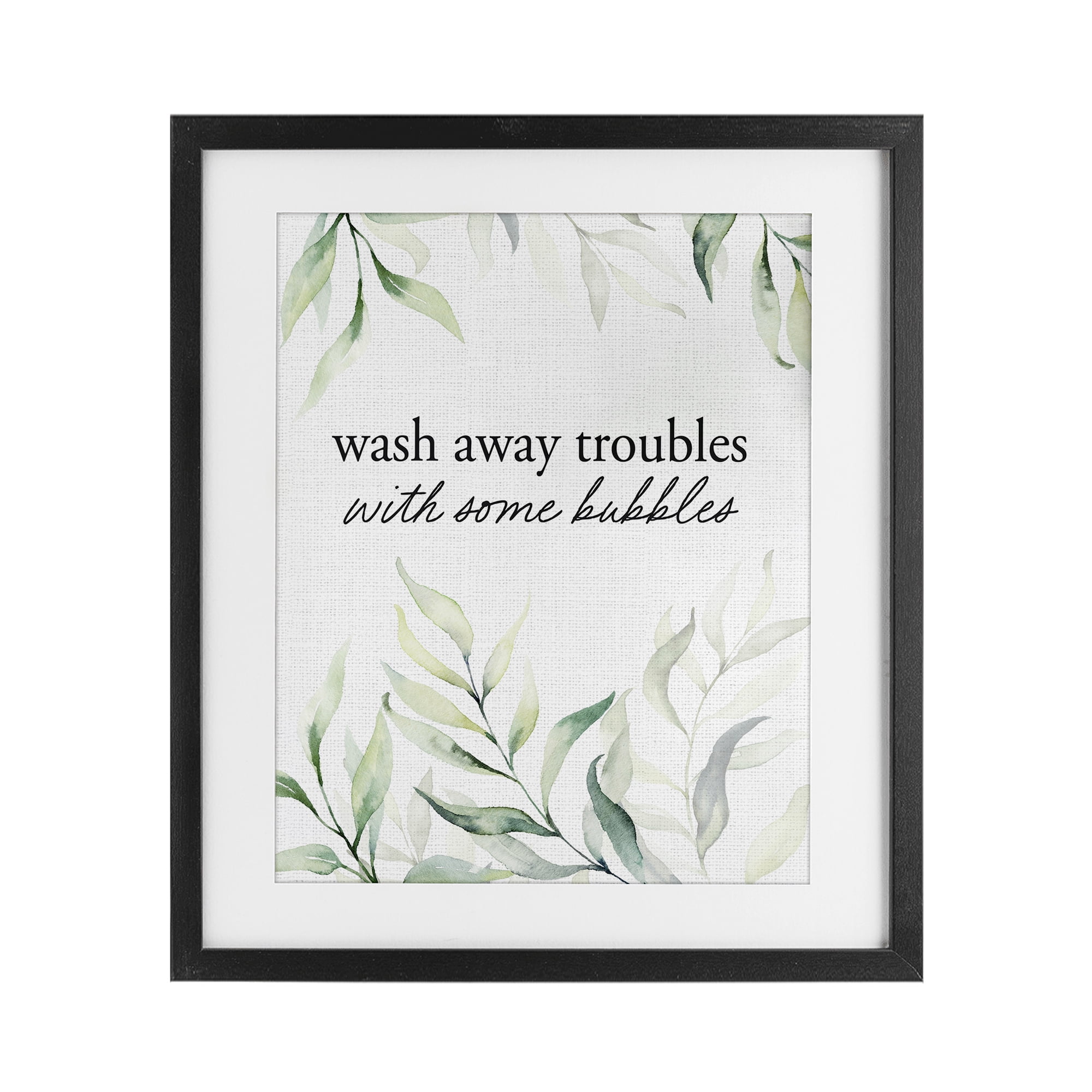 Zen Wash Away Troubles Black Framed Print Under Glass, design by Lettered and Lined