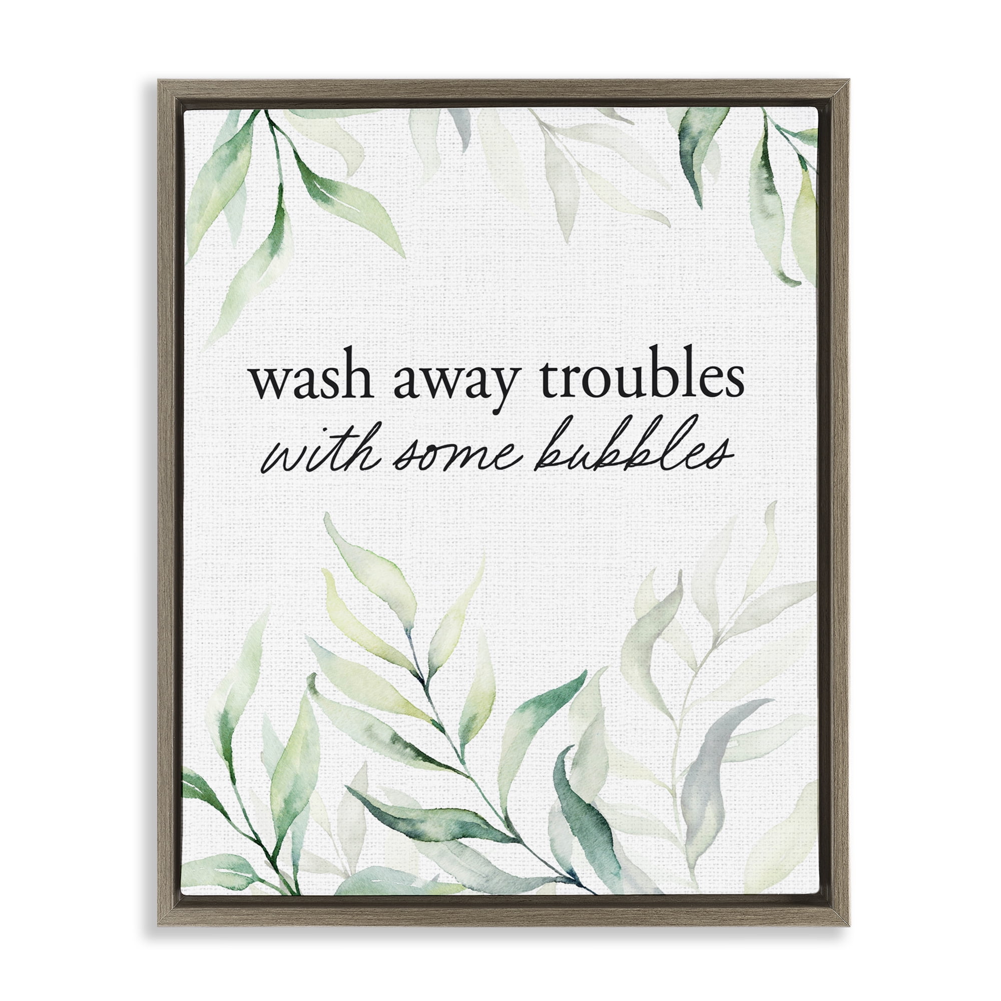 Zen Wash Away Troubles Brown Framed Floater Canvas Wall Art, design by Lettered and Lined