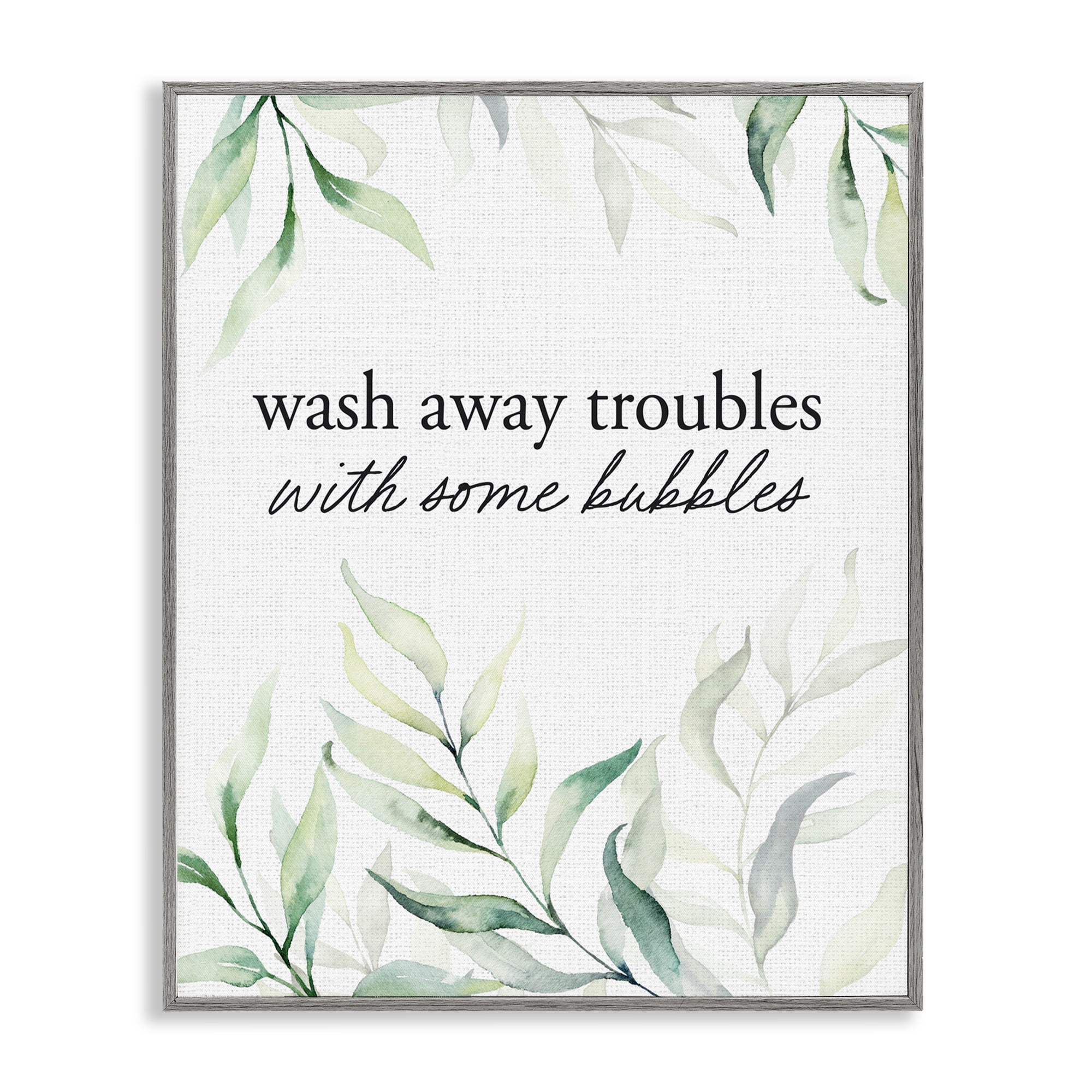 Zen Wash Away Troubles Gray Framed Giclee Art, design by Lettered and Lined