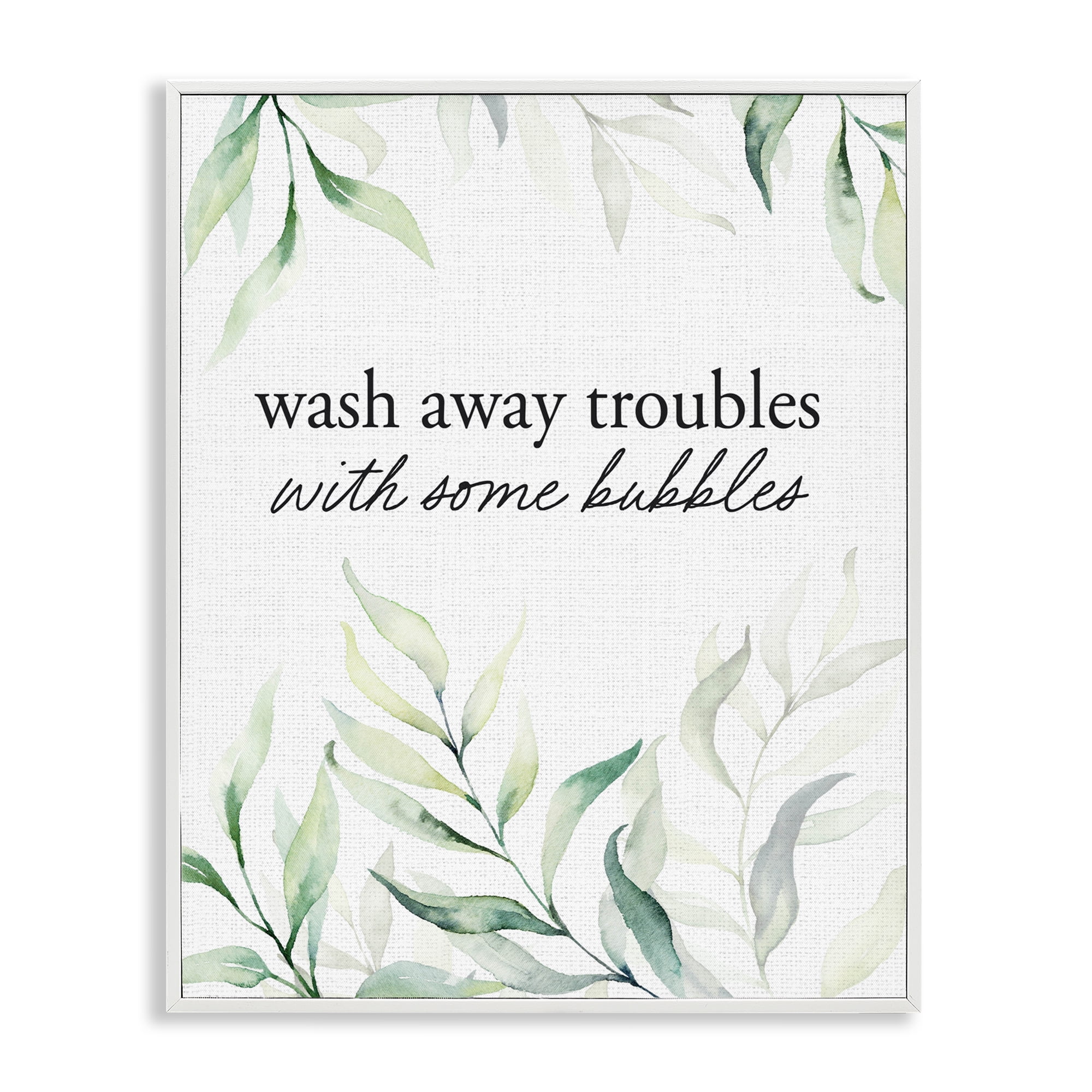 Zen Wash Away Troubles White Framed Giclee Art, design by Lettered and Lined