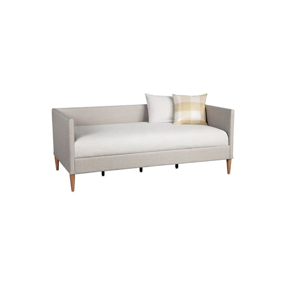 Zen Zone Bed - Light Grey Linen, Mid-Century Style, Modern Bedroom Bed Frame