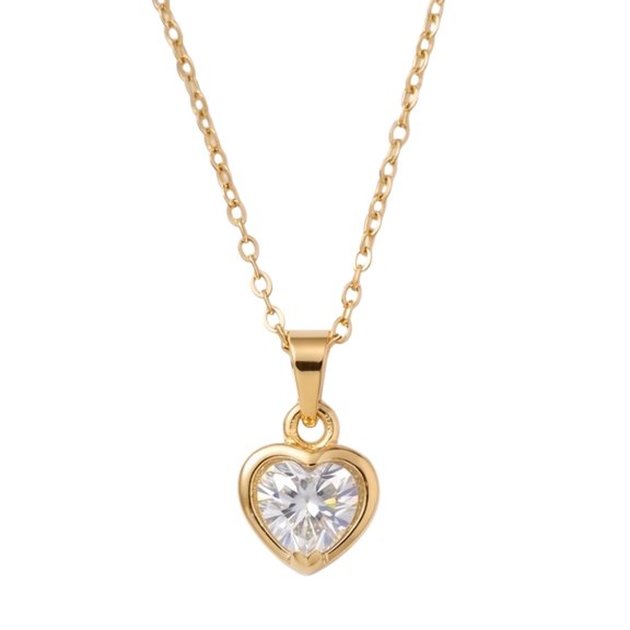 Zen natural- Heart Pendant Necklace with Crystal Stone, Adjustable Chain, Womens Jewelry Gift