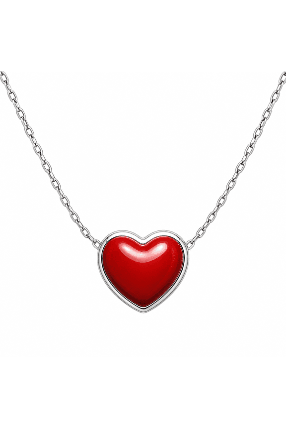 - Women’s Red Heart Pendant Necklace – Sterling Silver Romantic Gemstone Charm, Elegant Jewelry Gift for Valentine’s Day & Anniversary