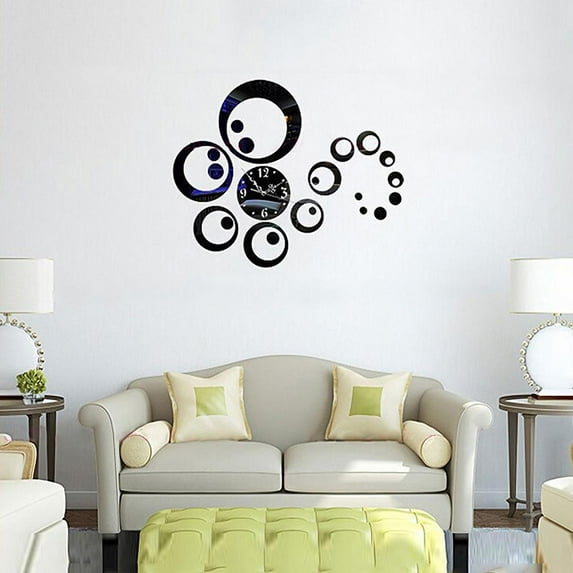 Frameless DIY Wall Clock, Modern Large 3D Mirror Sticker for Living Room Bedroom Office Home Decoration