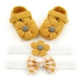 thumbnail image 1 of ZenBath Infant Baby Boys Girls Slippers Cozy Fleece Booties Soft Bottom Warm Cartoon Socks Newborn Crib Shoes with 2 Headbands, 1 of 4