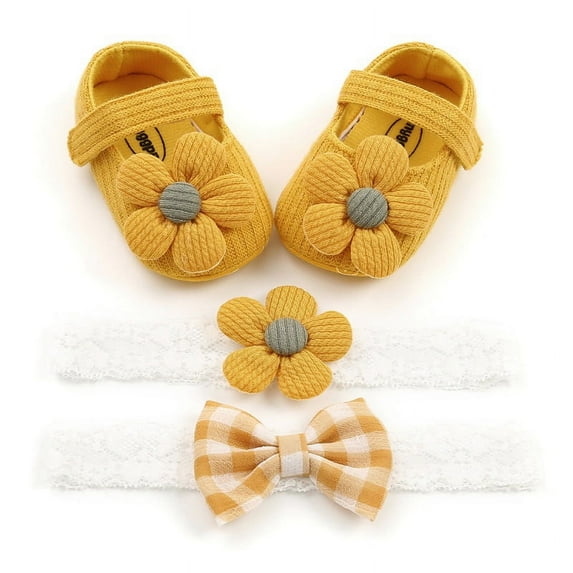 ZenBath Infant Baby Boys Girls Slippers Cozy Fleece Booties Soft Bottom Warm Cartoon Socks Newborn Crib Shoes with 2 Headbands