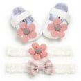 thumbnail image 1 of ZenBath Infant Baby Boys Girls Slippers Cozy Fleece Booties Soft Bottom Warm Cartoon Socks Newborn Crib Shoes with 2 Headbands, 1 of 3