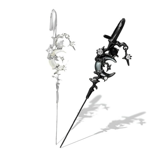 ZenCart 1 Pair Ear Needles Myth of The Moon Punk Rock Dark Style Individual Piercing Earrings Star Moon Ear Cuffs Club Party Jewelry