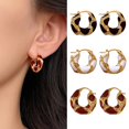 thumbnail image 1 of ZenCart 1 Pair Leopard Print Circle Earrings Metal Enamel Dripping Glaze Easy To Wear Ear Buckles Jewelry Gift Fashion Accessories, 1 of 8