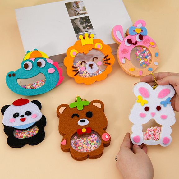 ZenCart 1 Set Cartoon Animal Doll Sewing Kit DIY Handmade Non-woven Fabric Animal Hanging Decoration Craft Sewing Kit Beginner Toddlers Boys Girls Gift