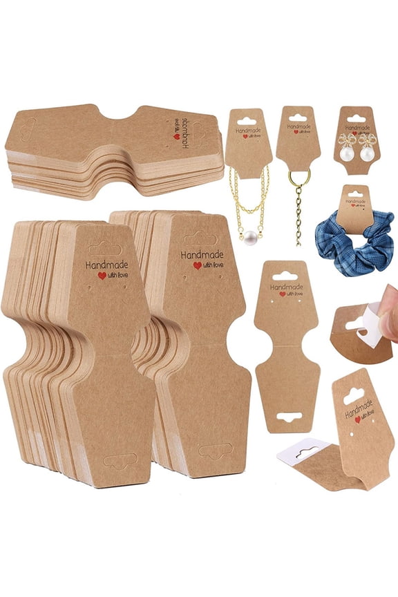 100/200 Pcs Bracelet Display Cards Self-Adhesive Jewelry Packaging Selling Card Necklace Keychain Hanging Displays for Chokers Bracelets Earrings Hair Accessories