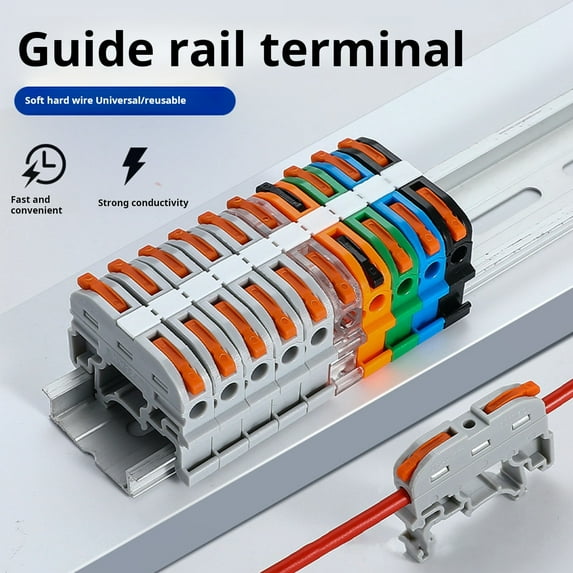 ZenCart 10Pcs KV121 Push-in Quick Terminal Block Din Rail Connector Universal Compact Fast Electrical Connector Stable Equipment Operation Terminal Block