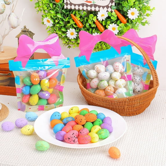 ZenCart 18 Pcs Foam Easter Eggs DIY Fake Colored Eggs Easter Basket Fillers Spotted Faux Eggs for Easter Egg Hunt Wreaths Decor