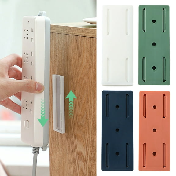 ZenCart 2/8Pcs Wall Mount Power Strip Holder Easy to Install Adhesive Punch-Free Socket Holder Desktop Socket Fixer