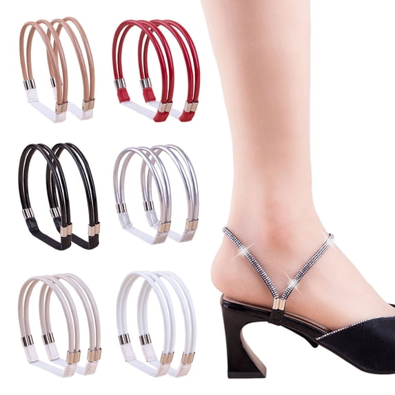 ZenCart 2 Pcs Elastic Shoe Straps High Heels Anti-loose Straps Detachable Rhinestone Shoe Belts for Sandals Loose Slip-on Shoes DIY Accessories