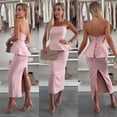 thumbnail image 1 of ZenCart 2 Pcs/Set Women Top Skirt Suit for Prom Wedding Off Shoulder Backless Bandeau A-line Top Slim Fit Sheath Slit Skirt Formal Party Outfit, 1 of 8