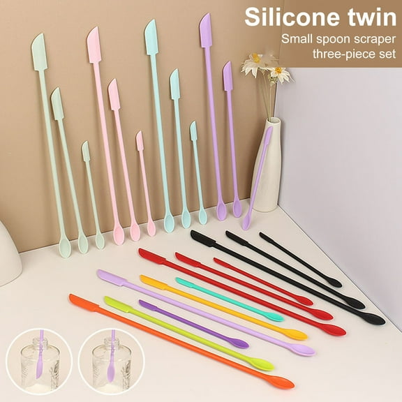 ZenCart 3Pcs Silicone Spatula Set Mini Jar Scraper Small Makeup Lotion Stirrer Mini Spatula for Jars Cosmetics Creams