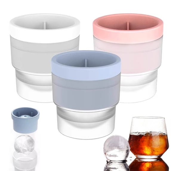 ZenCart 4Pcs Ice Hockey Mold with Lids Easy Release Sphere Ice Cube Maker Stackable Non-stick Puck Mold for Whiskey Cocktails Bourbon