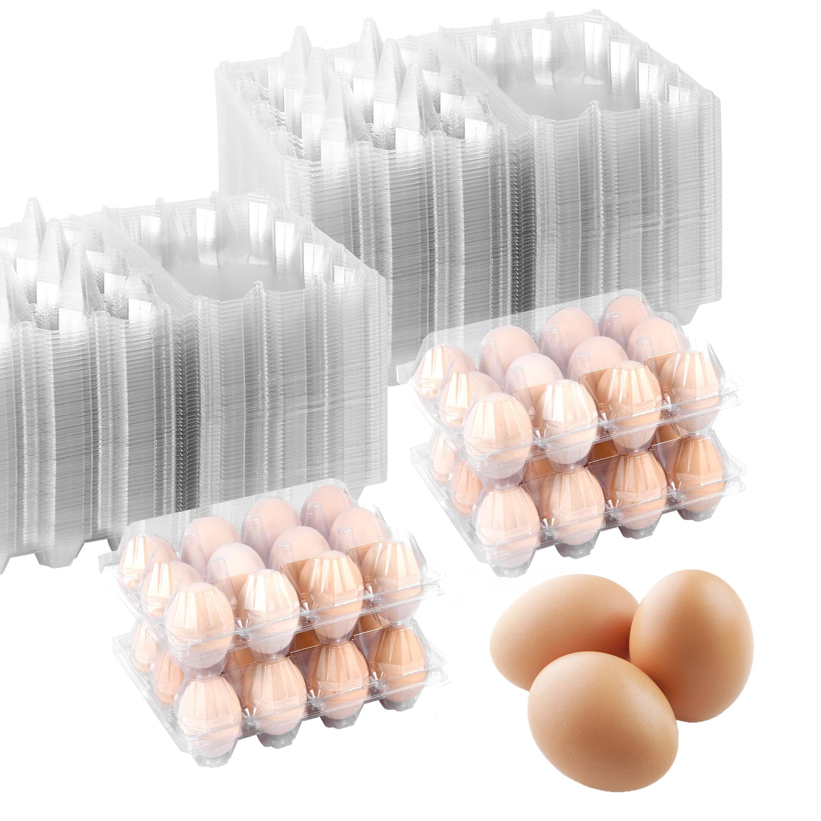 ZenCart 50Pcs Egg Holder Clear Plastic Cartons 12 CountReusable Crate for Home Ranch Farm Market Display Transparent Reusable Egg Container