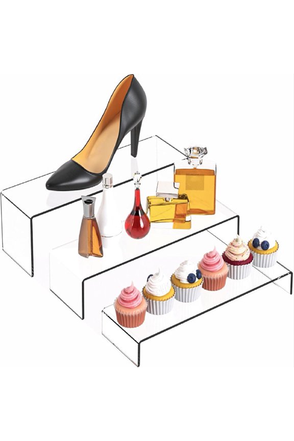 6Pcs Clear Acrylic Storage Display Racks Strong Load-bearing Transparent Rectangular Display Shelf Dessert Cupcake Candy