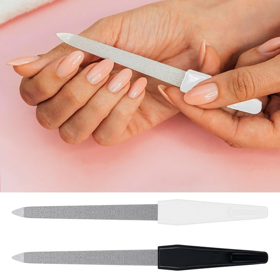 ZenCart 8Pcs Double-sided Metal Nail File with Ergonomic Non-slip Handle Professional Men Women Stainless Steel Gel Acrylic Fingernail File Emery Board