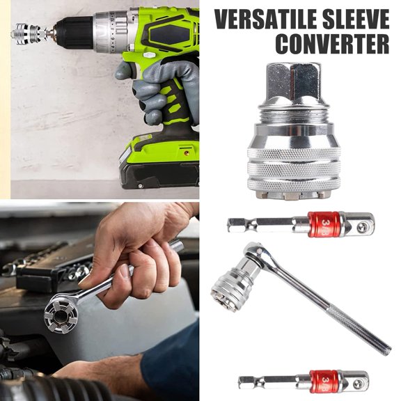 ZenCart Adjustable Universal Socket Wrench Tool Set One-Handed Operation Multi-Function 10mm-19mm Drive Ratchet Torque Wrench Sleeve Converter Kit