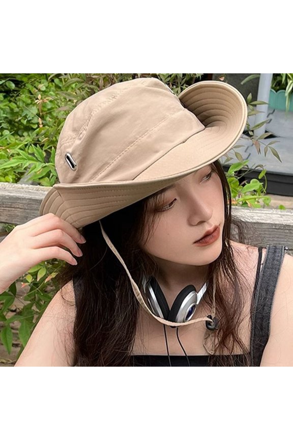 Adults Sun Hat with Adjustable Chin Strap Breathable UV Protection Men Women Outdoor Climbing Hiking Fishing Travel Wide Brim Bucket Hat