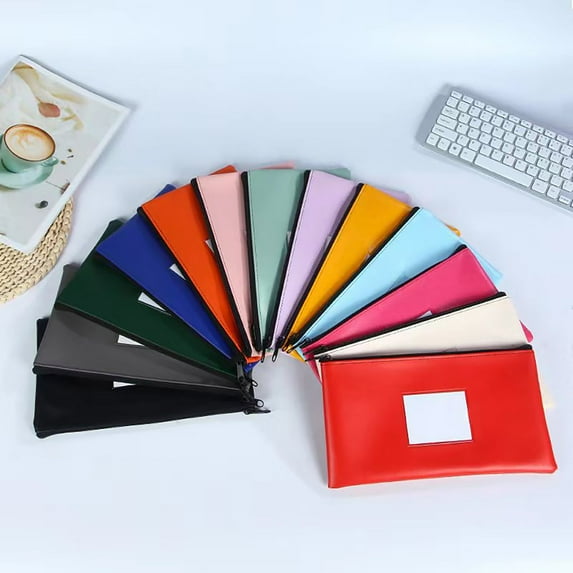 ZenCart Bank Wallet Zipper Bag Zipper Closure Faux Leather Pockets Cash Cards Keys Storage Pouch Office Supplies