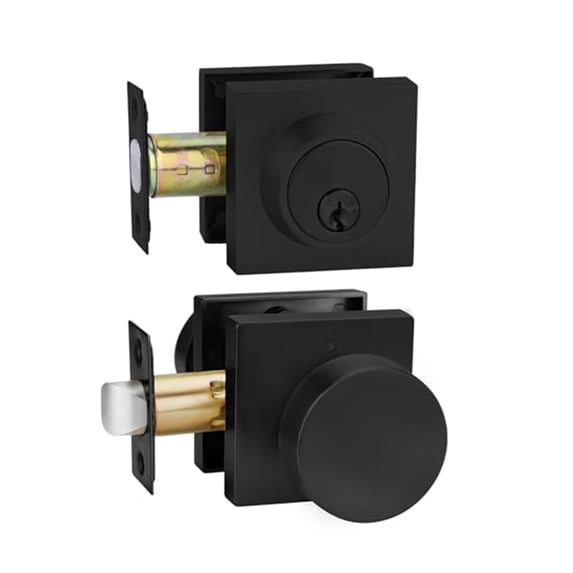 ZenCart Black Door Knob with Deadbolt Adjustable Design Simple Installation Heavy Duty Modern Front Door Handle Deadbolt Set