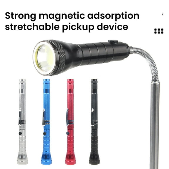 ZenCart COB Flashlight with Telescoping Magnetic Pickup Tool Outdoor Camping Hiking Car Repair Emergency Handheld Flash Lamp with Extendable Magnet Stick