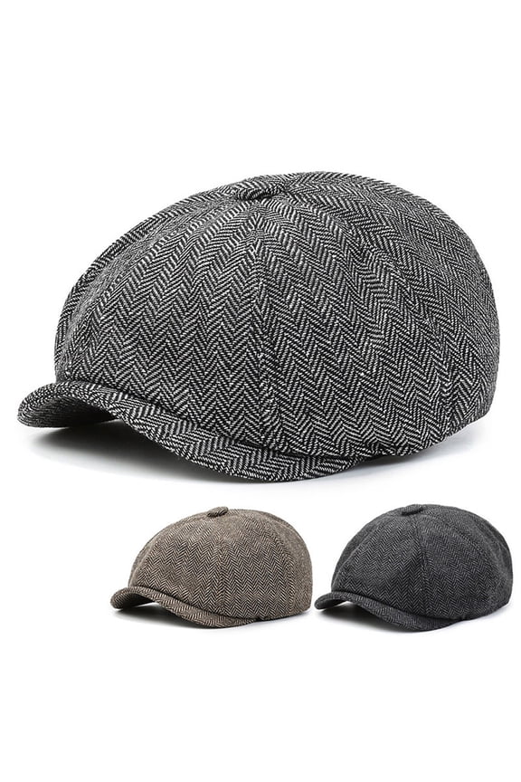 Duck Tongue Hat Men Solid Color Beret Windproof Short Pleaked Hat Herringbone British Painter Hat Outdoor Travel Fishing Headwear