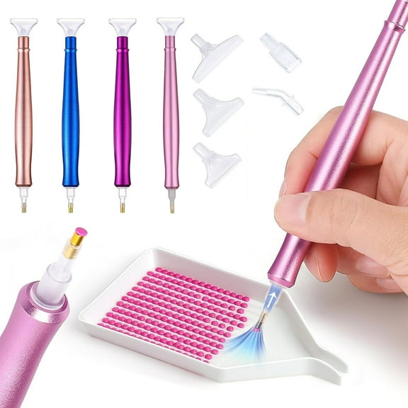 ZenCart Electric Diamond Art Pen Vacuum Diamond Art Pen with Interchangeable Tips Wax-Free Diamond Art Tool for Round Square Diamonds