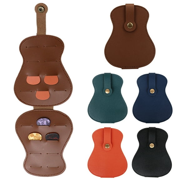 ZenCart Faux Leather Guitar Picks Holder 18 Slots Plectrums Storage Bag for Men Women Guitar Design Pick Organizer Case for Players Lovers Teacher