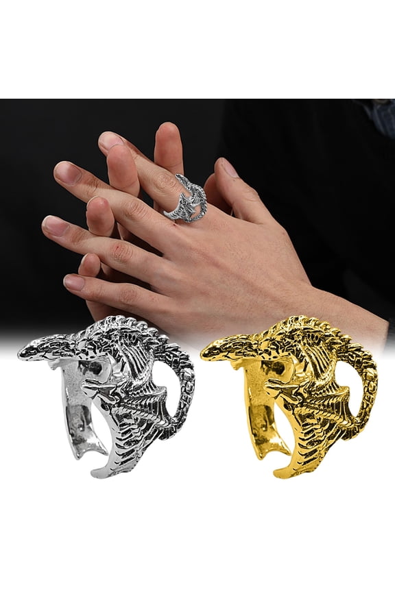 Finger Ring 3D Dragon Shape Adjustable Opening Finger Band Hip Hop Rock Finger Jewelry Fashion Accessories