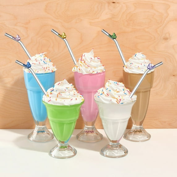 ZenCart Glass Reusable Straw Colorful Butterfly Design Glass Straw Heat-Resistant Transparent Borosilicate Straws