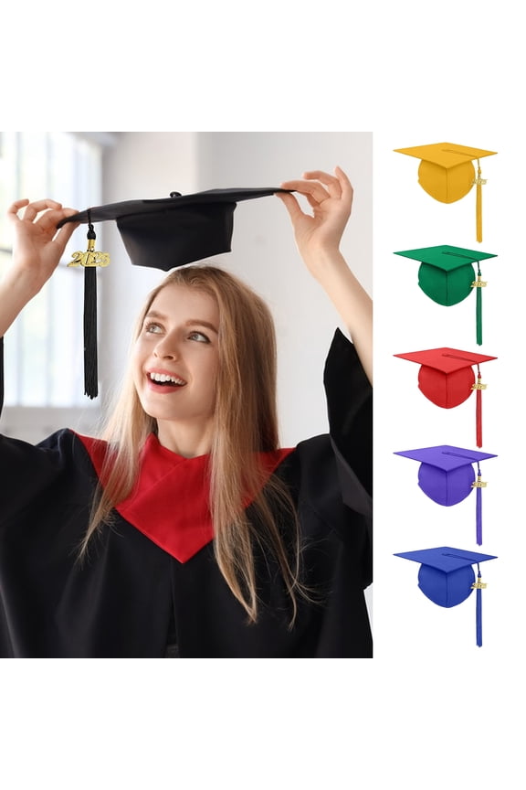 Graduation Cap with 2025 Tassel Unisex Adult Matte Graduation Caps for High School Bachelor Master Ceremonies