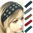 thumbnail image 1 of ZenCart Headband Punk Style Rock Air-eye Decor Hair Band Elastic Fabric Eyelets Punk Headwrap Hair Accessory, 1 of 8