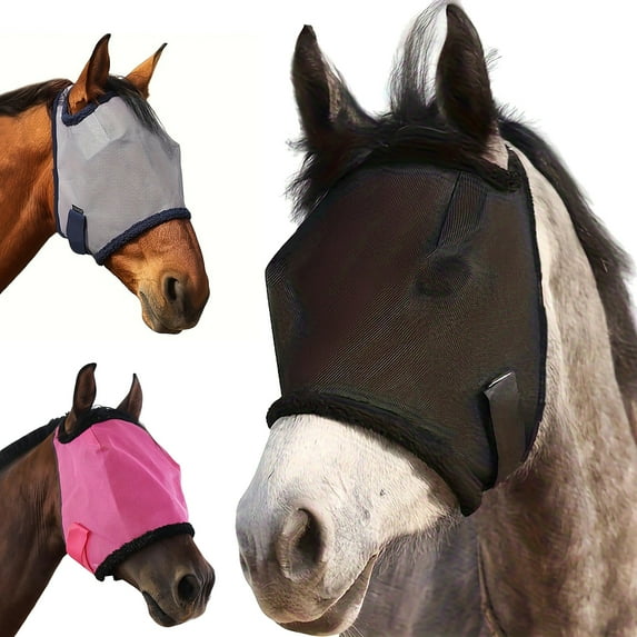 ZenCart Horse Fly Face Guard Half Face UV Protection Cover from Summer Insect Pest Adjustable Breathable Mesh Coverage for Horse