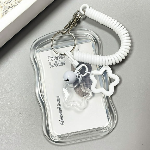 ZenCart ID Badge Holder with Keychain And Spring Rope Silicone Card Sleeve with Clear Window Photo Card Protective Case with Bell Decor for Office Hospital School
