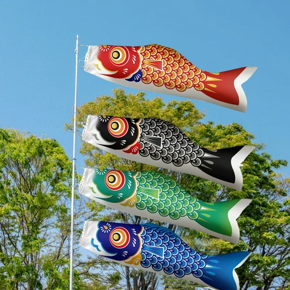 ZenCart Japanese Carp Windsock Outdoor Hanging Fish Flag Kite Koinobori Windsock for Sushi Bar Restaurant Garden Deck Decor