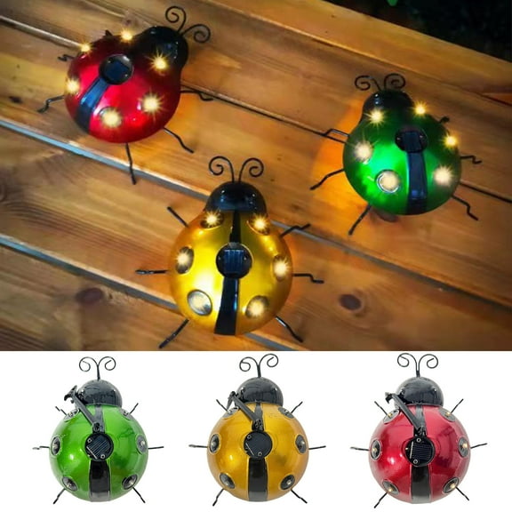 ZenCart Ladybug Garden Statue Light Solar Power Outdoor LED Decorative Lamp Wrought Iron Landscape Courtyard Light